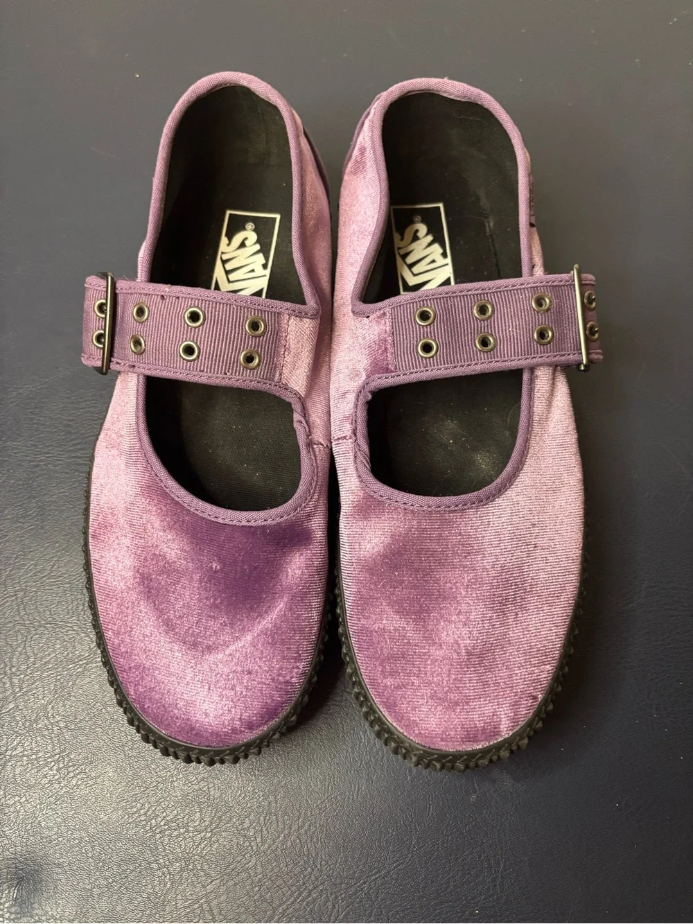 Vans women’s grape jam creeper Mary Jane buckle shoes sz 8.5 velvet
